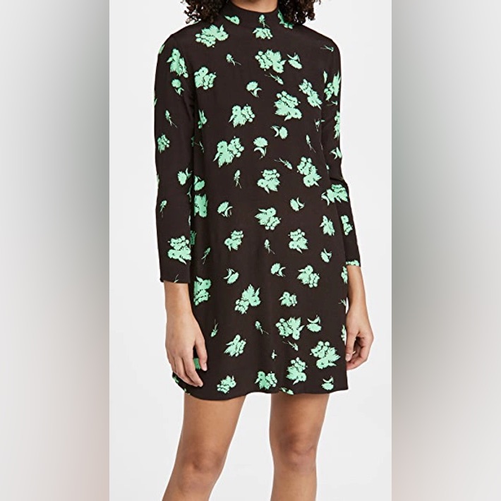 Ganni Brown Crpe Printed Mini Dress